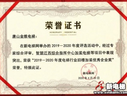 金維電梯榮獲電梯行業(yè)舊樓加裝優(yōu)秀企業(yè)獎(jiǎng)、電梯服務(wù)客戶滿意度金獎(jiǎng)