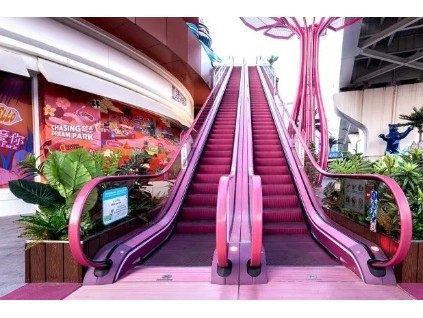 迅達(dá)粉色扶梯，綠色出行！